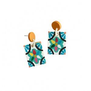 NEW SUNSHINE TIENDA women's azulejos single tile earrings in blue